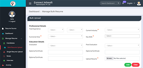 Bulk Resume Management System | Connect Infosoft Technologies